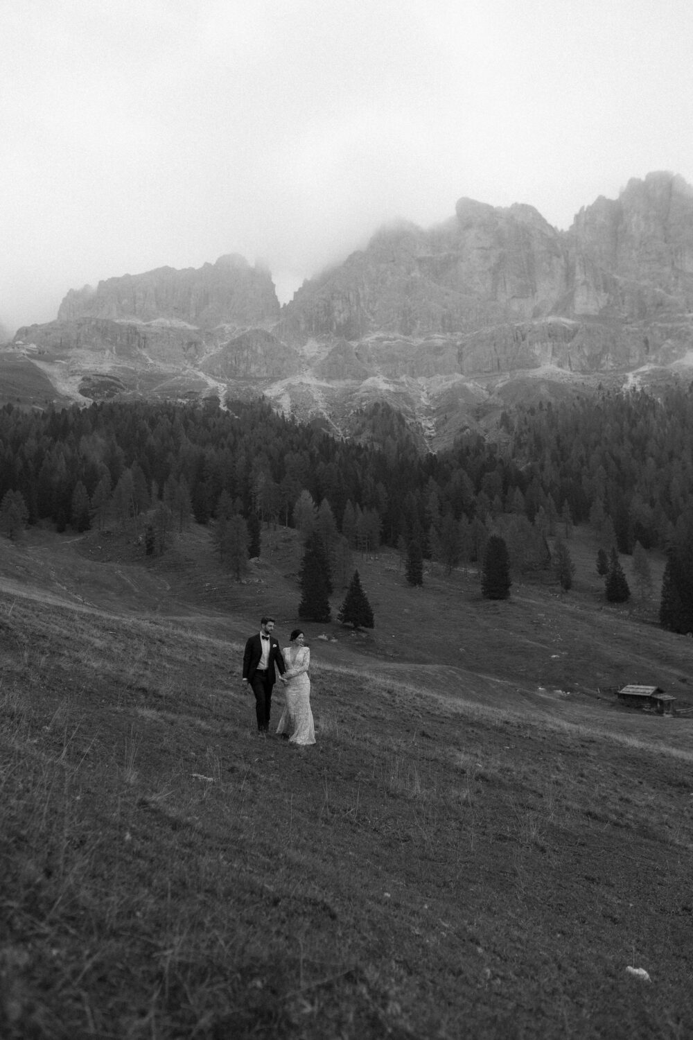 A Couple at their Elopement in the beautiful Dolomites, Italy.